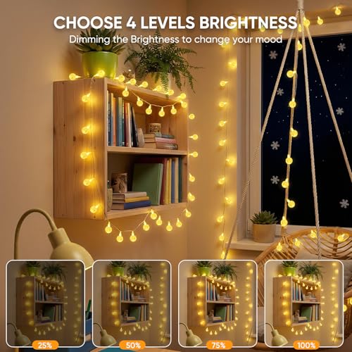 OMIKA Color Changing Indoor String Light USB Plug, 16.5ft 50 LEDs Crystal Globe Fairy Lights with Remote Timer Ambient Lighting for Girls Bedroom Home Xmas Halloween Party Decor (24 Colors+Warm White) - color: Color Changing, size: 16.5ft 50LED