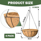 4 Pack 8 Inch Hanging Baskets for Plants Outdoor Metal Hanging Planter Basket with Coco Coir Liner Hanging Flower Baskets Hangings Flower Pots Holder for Garden, Patio(Watermelon) - size: 8 Inch, style: Garden