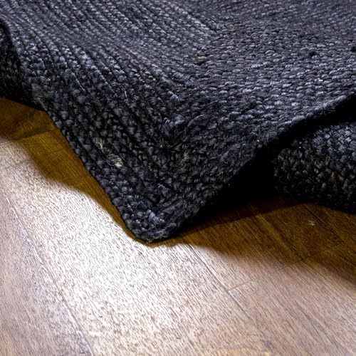 Super Area Rugs Farmhouse Jute Braided Rug - Reversible Natural Fiber- Eco Friendly Rug for Living Room - Kitchen - Entryway Hand Woven, Black, Rectangle 3' X 5' - color: Black, size: 3' x 5' (Rectangular)