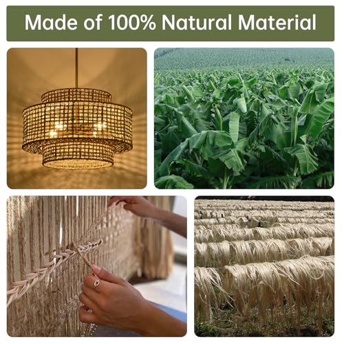 17.7” Boho Rattan Chandelier Light Fixture 4-Light Hand Woven Rustic Chandeliers with Wicker Shade, Farmhouse Chandelier Hanging Light for Dining Room Kitchen Island, Living Room, Foyer - color: Linen, size: 17.7" 4-Light