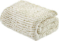 Madison Park Boho Throw, Soft Blanket Handmade Gift Home Decor, Lightweight & Breathable All Seasons Spring Chunky Knit, Knitted Throw for Couch, Bed Blanket, 50"x60", Ivory