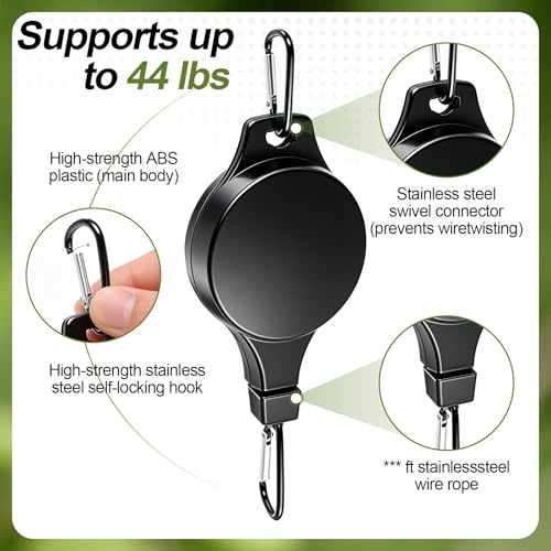 Retractable Plant Hanger with Pulley System, Effortless Raising and Lowering for Indoor and Outdoor Plants, Hanging Planters, Garden Pots & Bird Feeders (4-Pack,Black) - color: Black,4pcs