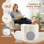 Tiita Floral Pouf Ottoman, Foot Stools Ottoman with Foam Chunk Filling, Puff Foot Rest for Couch, Living Room, Kids Room, Cream - color: Flower Beige