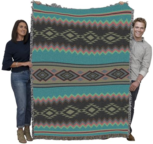 Pure Country Weavers Copper Patina - Western Tapestry Throw Blanket Woven from Cotton - Made in The USA (72x54) - color: Copper Patina