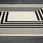 Abani Geometric Beige/Black Area Rug - 8'x10' - Modern 3D Lines Design - Deco Collection - Easy to Clean - Durable for High Traffic Areas -Living Room, Dining Room - Medium Pile - color: Geometric, size: 8' x 10' (Rectangular)