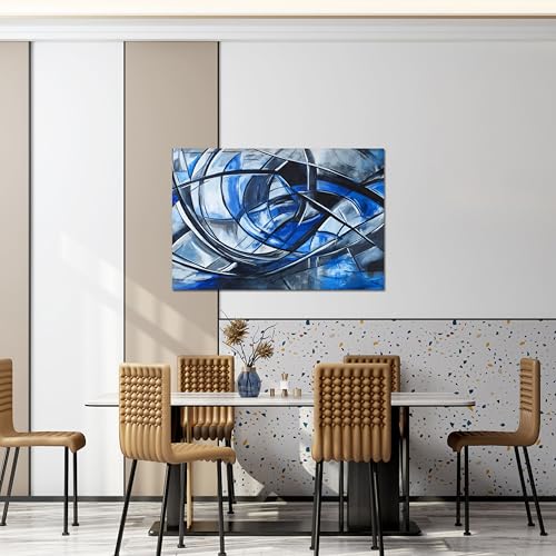 Abstract Wall Art Decor Modern Wall Art Pictures for Living Room Canvas Art Wall Decor Abstract Blue Wall Art Prints Artwork for Walls Black and White Wall Art Decorations Home Office Decor 24" X 36" - color: JYQ-01S, size: 36"L x 24"W