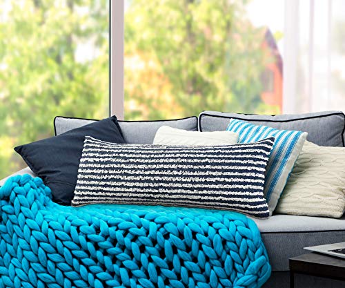 14x36 inches Striped Lumbar Throw Pillow Covers for Fall Decor | Farmhouse Boho Cushion Covers for Throw Pillows | Perfect for Living Room Couch & Bedroom Decorations | Blue/White - color: Blue/White