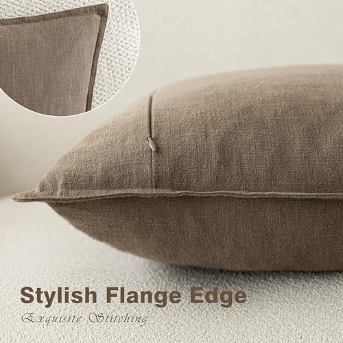Foindtower Pack of 2, Decorative Linen Solid Throw Pillow Covers Soft Accent Cushion Case Boho Farmhouse Neutral Pillowcase for Chair Couch Sofa Bedroom Living Room Home Decor 16 x 16 Inch Light Brown - color: Coco Brown, size: 16" x 16" (Pack of 2)