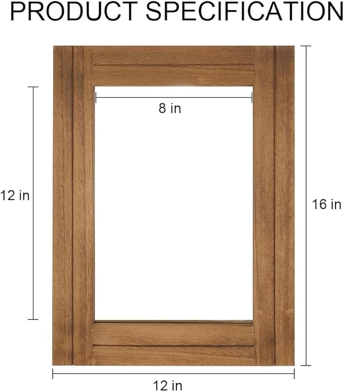 DECORKEY Rectangle Wall Mirror for Bathroom, Distressed White Wood Decor with Hanging Rope for Rustic Home Decor, Vanity, Living Room 12"×16"（Wooden）