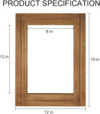 DECORKEY Rectangle Wall Mirror for Bathroom, Distressed White Wood Decor with Hanging Rope for Rustic Home Decor, Vanity, Living Room 12"×16"（Wooden）