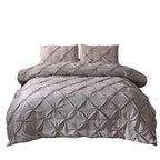 Feelyou Queen Duvet Cover Set Pinch Pleated, Soft Polyester Pintuck Tufted Style Bedding Sets Solid Grey Geometric Quilt Cover with 2 Pillow Shams, Luxurious Comforter Cover Set,3-Pieces - color: Grey, size: Queen