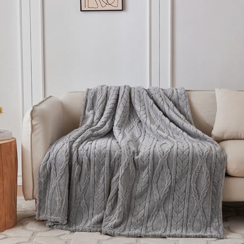 COOVA Grey Fleece Twin Blanket for Bed - Super Soft Cozy Plush Fuzzy Blanket for Sofa,Premium Sherpa Warm Throw for Women,Couch,Chair,60x80 Inches - color: Light Grey, size: 60“x80”
