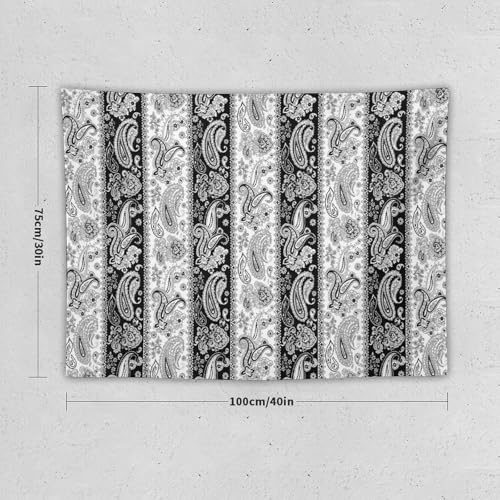 KANEPE Boho Tapestry Black White Paisley Flowers Pattern Wall Hanging Tapestries Home Decor for Living Room Bedroom Apartments Farmhouse Dorm,40inx30in (102×76cm)【Small】 - color: Boho-5, size: 40Wx30L