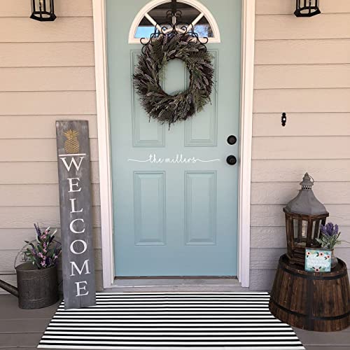 Black and White Outdoor Rug 2' x 4.3' Striped Front Porch Rug Hand-Woven Cotton Rug Machine Washable Floor Mat Indoor/Outdoor Area Rug for Layered Door Mats/Farmhouse/Living Room (2' x 4.3') - color: Black&white Stripe Bb, size: 2' x 4'4" (Rectangular)