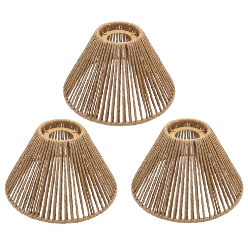 Ø7.87" x H4.72" 3x Boho Rattan Pendant Lamp Replacement Shade Ceiling Fan Light Bulb Covers Light Shades for Hanging Light Fixtures Shades Only Farmhouse Wicker Woven Lampshade - size: Ø7.87"（20cm）
