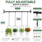 Adjustable Hanging Window Planter with 4 Pots, Space Saving Indoor Herb Garden Plant Hanger, Metal Vertical Plant Rack for Kitchen, Balcony & Home Deco41in-4 Flower pots