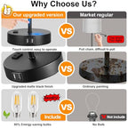 Lynnoland 2 Pack Touch Control Table Lamps with 2 USB & AC Outlet, 3-Way Dimmable Bedside Nightstand Lamps for Bedroom Living Room Nursery, 800 Lumens 3000K Warmlight Bulbs Included - color: (2 Pack)Black & Black(Base)-3000K Bulbs Included