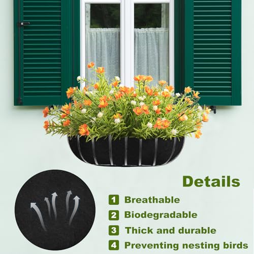 2PCS 36Inch Upgraded Planter Basket Liners Fabric Window Box Liners Felt Trough Planter Liner Black Flower Basket Liner Non-Woven Hanging Plant Liner for Planters Garden Fence - Avoid Bird Nesting - size: 2PCS 36 Inch