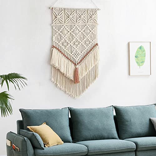 BMIDRUT Hanging Macrame Tapestry Dream Catchers Hand Woven Tapestries Boho Wall Art Decor Home Wall Decor Wall Pediment - size: 30"L x 18"W
