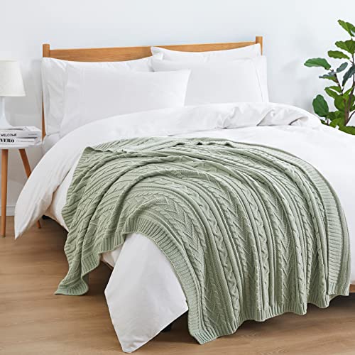 Aormenzy Sage Green Cable Knit Throw Blanket Oversized 60" x 80" Super Soft Comfy Knitted Blanket for Couch Bed Sofa, Twin Size - color: Sage Green, size: 60" x 80", Twin