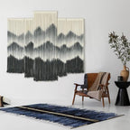 IOWER Large Macrame Wall Hanging 5Pcs Handmade Dip-Dyed Mountain Wall Decor Combination Suspension Bedroom Living Room Modern Fiber Yarn Wall Art - color: black1