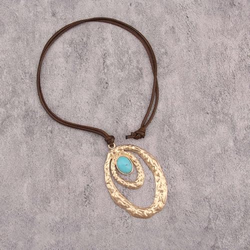 Leather Necklace for Women Long Boho Pendant Hippie Choker Necklace Bohemian Layered Leather Rope Wooden Jewelry Gifts - style: Chunky Boho Long Necklace