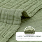 Love's cabin 100% Cotton Muslin Blanket, 6 Layer Lightweight Breathable Gauze Throw Blanket 50 x 60 Inches, Soft All Season Blanket for Couch, Bed, Sofa, Sage Green - color: Sage Green, size: Throw(50"x60")