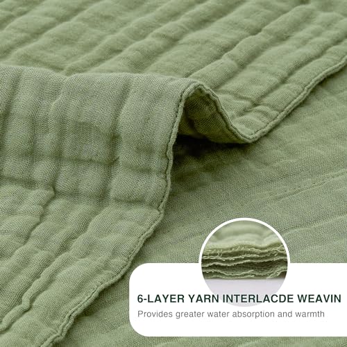 Love's cabin 100% Cotton Muslin Blanket, 6 Layer Lightweight Breathable Gauze King Size Blanket 108 x 90 Inches, Soft Summer Blanket for Bed, Sage Green - color: Sage Green, size: King(108"x90")