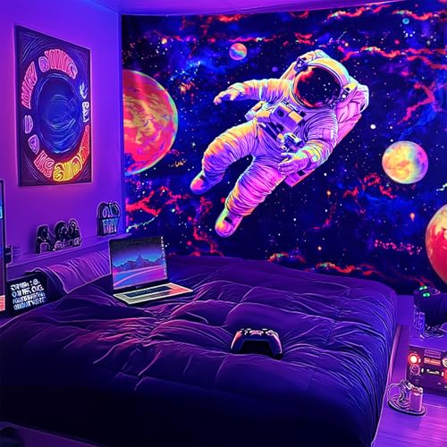 NYZE Astronaut Space Tapestry for Bedroom, Glow in the Dark Room Decor Wall Tapestries, Cool Galaxy Planet Wall Hanging, Wall Hanging for Men Guys Gamer Room Dorm Living Room 59in×51in - color: Astronaut I, size: 59"L x 51"W