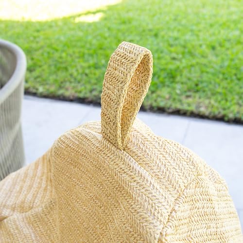 Big Joe Tuffet Weatherproof Bean Bag Chair, Natural Basket Weave, Breathable Weather Resistant Fabric, 2.5 feet Teardrop - color: Natural, size: Tuffet