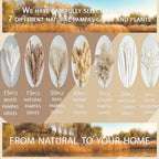 150pcs Pampas Grass + 1 White Ceramic vase + 1 Wood Bead Garland , Boho Home Decor Bouquet Phragmites Dried Flowers Bouquet for Wedding Floral Arrangements Home Decorations - size: 150 Pcs