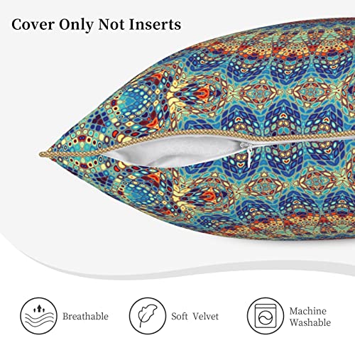 Boho Mandala Floral Velvet Throw Pillow Covers Home Deco Pillowcase Square Pillow Case Cushion Cover for Bed Sofa Living Room Car Indoor and Outdoor 18"X18" - color: Boho Mandala, size: 18" x 18" (Pack of 1)