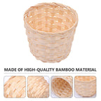 Bamboo Woven Storage Basket Set of 4 Small Decorative Sundries Organizer Baskets for Home Desktop Plant Holder and Room Decor