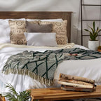 DII Diamond Throw Collection Fringed Woven Cotton Blanket, 50x60, Olive Green - color: Olive Green