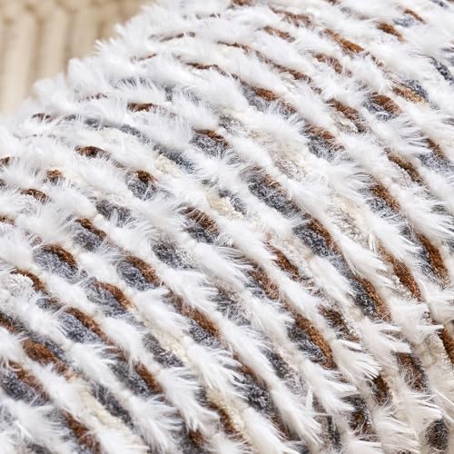Aeckself Boho Chenille Tufted Pillow Cover 18 x 18 Inch, Decorative Square Throw Pillow Cover Neutral Pillowcase for Couch Bedroom Living Room, Brown White - color: Brown White, size: 18" x 18" (Pack of 1)