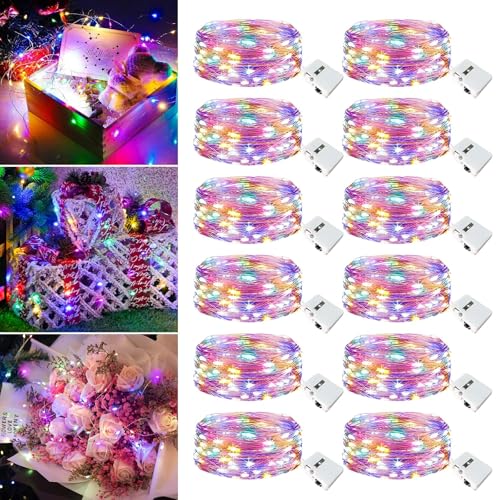 12 Pack Fairy Lights Battery Operated - 7ft 20 Led Twinkle Lights 3 Modes, Multi-Colored Bulk Mini String Lights Waterproof for Mason Jars Vases DIY Party Wedding Decoration Easter - color: Multicolor, size: 12 Pack