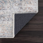 Bloom Rugs Caria Washable Non-Slip 7 ft Runner - Ocean Blue/Brick Traditional Runner for Entryway, Hallway, Bathroom, and Kitchen - Exact Size: 2'6" x 7' - color: Ocean Blue / Brick, size: 2'6" x 7' (Runner)
