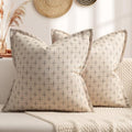 ZWJD Pillow Covers 16x16 Set of 2 Soft Polyester Textured Pillow Covers with Stylish Flange Edge Cozy Farmhouse Throw Pillows for Couch Bed Sofa Living Room - color: Beige, size: 16" x 16" (Pack of 2)