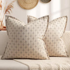 ZWJD Pillow Covers 18x18 Set of 2 Soft Polyester Textured Pillow Covers with Stylish Flange Edge Cozy Farmhouse Throw Pillows for Couch Bed Sofa Living Room - color: Beige, size: 18" x 18" (Pack of 2)