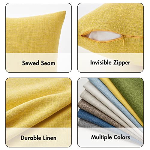 MIULEE Pack of 2 Decorative Linen Burlap Textured Pillow Covers Farmhouse Boho Accent Pillowcases Spring Home Decor for Couch Sofa Bedroom Living Room 18x18 Inch Yellow - color: Yellow, size: 18" x 18" (Pack of 2)