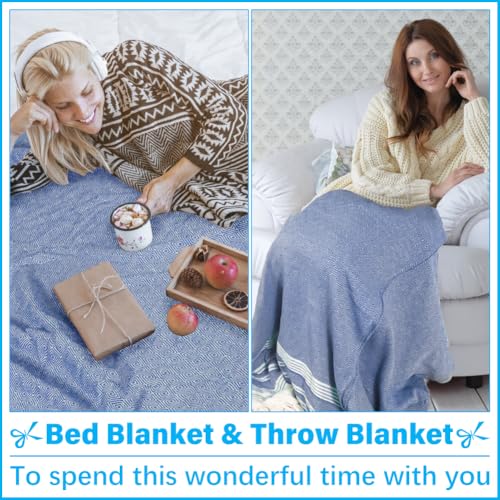Vikumond Oversized Turkish Beach Towel Blanket XXL Cotton Sandproof Towels Boho Woven Extra Large Big Sand Free Giant Throw Blankets Huge Quilt XL Picnic Camping Necessities Cloud for Adult Gifts - color: Z Blue Mtb, size: Xxxl(88x82 In,224x208 Cm)