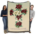 Poinsetta Cross Blanket by Parker Fulton - With God All Things Are Possible - Scriptures Mark 10:27 - Sympathy Bereavement Gift Tapestry Throw Woven from Cotton - Made in the USA (72x54) - color: Poinsetta Cross, size: 72" x 54"