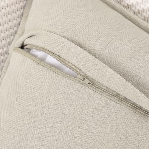 MADIZZ Textured Chenille Throw Pillow Covers Pack of 2 Natural Soft Decorative Accent Pillowcases Boho Neutral Couch Throw Pillow for Bed Home Decor for Sofa Livingroom 20x20 inch Beige - color: Beige, size: 20" x 20" (Pack of 2)