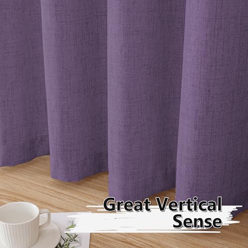 Tollpiz Short Linen Tier Curtains Rod Pocket Semi Sheer Half Kitchen Curtain Burlap Light Filtering Thick Linen Drapes for Bathroom, 30 x 24 inches Long, Royal Purple, Set of 2 Panels - color: Royal Purple, size: 30"W x 24"L (Pack of 2)