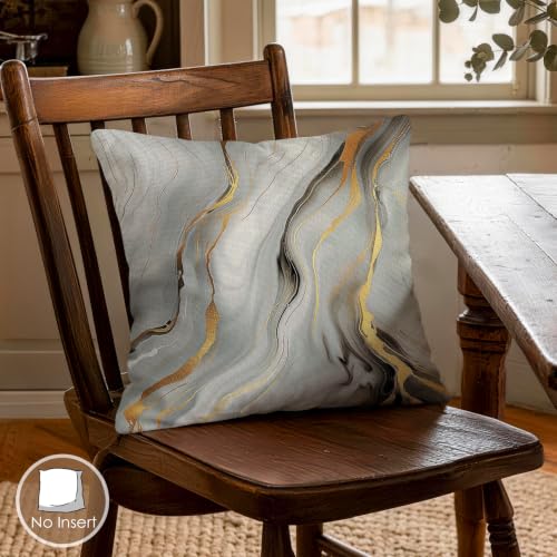 OBSEDE Grey Gold Marble Throw Pillow Covers 18x18 Set of 4, Farmhouse Decor for Home Couch Sofa Living Room, Rustic Floral Decorative Cushion Cases - color: Grey Gold Marble