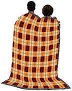 Pure Country Weavers Plaid Blanket Mango Orange Yellow - Patterns Gift Tapestry Throw Woven from Cotton - Made in the USA (72x54) - color: Mango Orange Yellow