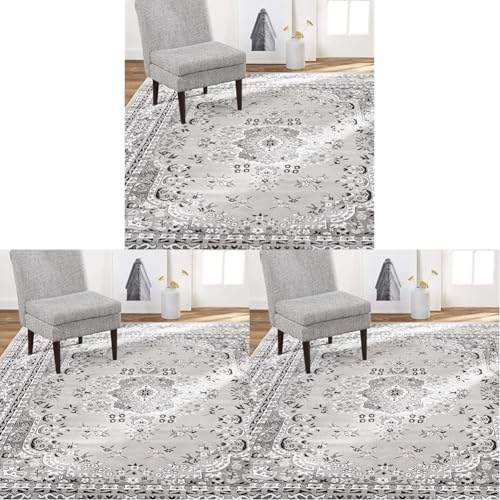 Home Dynamix Premium Sakarya Traditional Medallion Border Area Rug, Gray, 21"x35" Rectangle (Pack of 3) - color: Grey/Ivory, size: 1'9" x 2'11" (Rectangular) (Pack of 3)