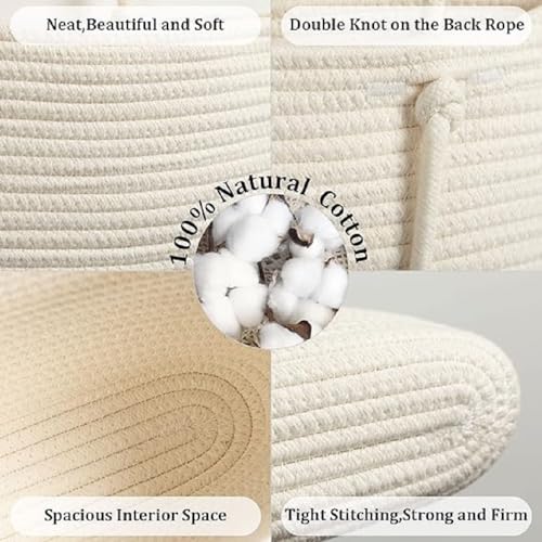 White 3-Tier Woven Cotton Rope Hanging Basket, Over the Door Organizer, Adjustable Detachable Wall Basket with Metal & Adhesive Hooks, No Drilling for Kitchen, Pantry & Fruit Produce Storage - style: White