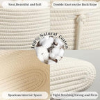 White 3-Tier Woven Cotton Rope Hanging Basket, Over the Door Organizer, Adjustable Detachable Wall Basket with Metal & Adhesive Hooks, No Drilling for Kitchen, Pantry & Fruit Produce Storage - style: White