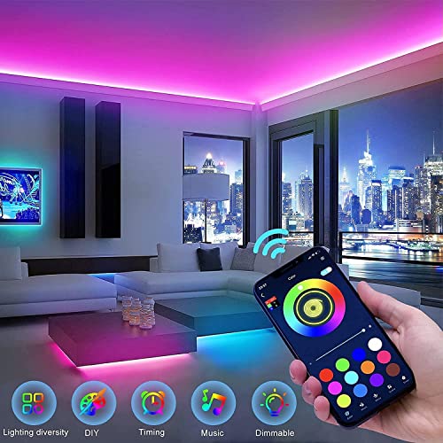 Tenmiro 65.6ft Led Strip Lights Smart Led Light Strips Music Sync Color Changing LED Lights App Control Led Lights for Bedroom Party Home Decoration - size: RGB 65.6FT
